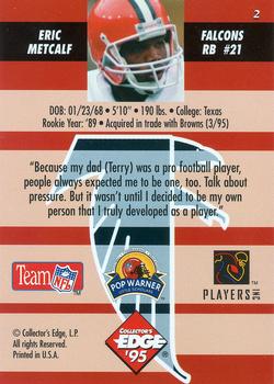 1995 Collector's Edge Instant Replay #2 Eric Metcalf Back