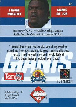 1995 Collector's Edge Instant Replay #47 Tyrone Wheatley Back