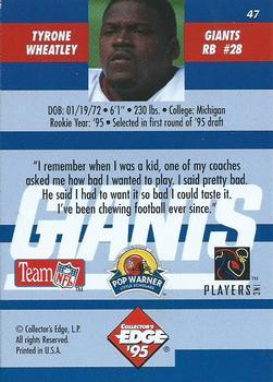 1995 Collector's Edge Instant Replay - Prisms #47 Tyrone Wheatley Back