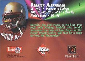 1995 Collector's Edge - Rookies 22K Gold #1 Derrick Alexander Back