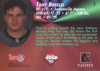 1995 Collector's Edge - Rookies Black Label #2 Tony Boselli Back