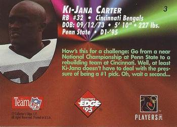 1995 Collector's Edge - Rookies Black Label #3 Ki-Jana Carter Back