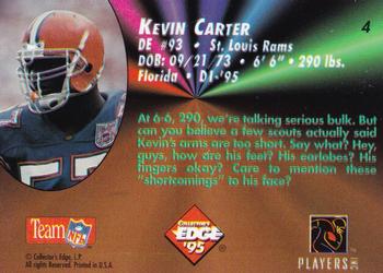 1995 Collector's Edge - Rookies Black Label #4 Kevin Carter Back