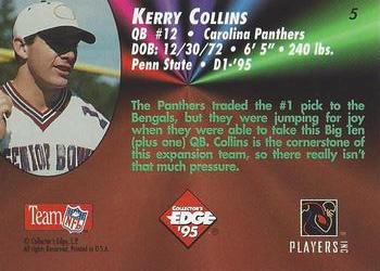 1995 Collector's Edge - Rookies Black Label 22K Gold #5 Kerry Collins Back