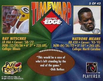 1995 Collector's Edge - TimeWarp Jumbos #5 Ray Nitschke / Natrone Means Back