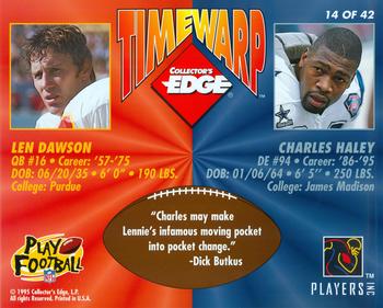1995 Collector's Edge - TimeWarp Jumbos #14 Len Dawson / Charles Haley Back