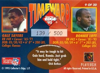 1995 Collector's Edge - TimeWarp Prisms #9 Ronnie Lott / Gale Sayers Back