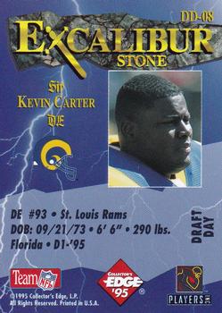 1995 Collector's Edge Excalibur - Draft Day Silver #DD-08 Kevin Carter Back