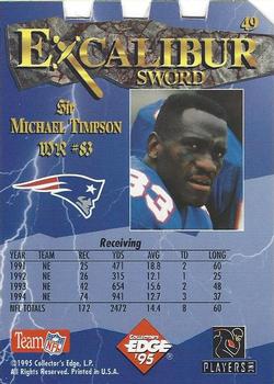 1995 Collector's Edge Excalibur - Die Cuts #49 Michael Timpson Back
