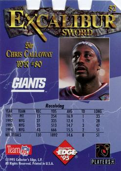 1995 Collector's Edge Excalibur - Die Cuts #52 Chris Calloway Back
