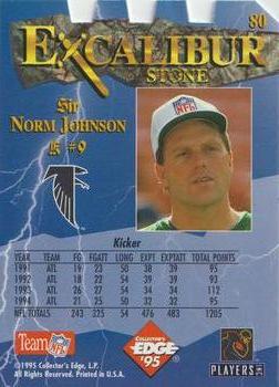 1995 Collector's Edge Excalibur - Die Cuts #80 Norm Johnson Back