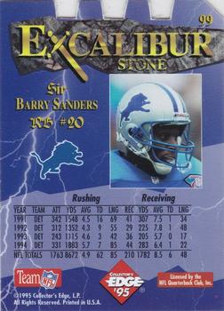 1995 Collector's Edge Excalibur - Die Cuts Sword and Stone Gold #99 Barry Sanders Back
