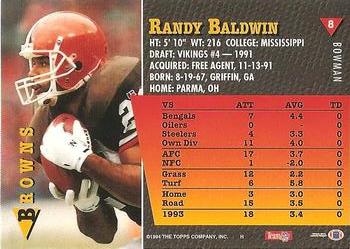 1994 Bowman #8 Randy Baldwin Back