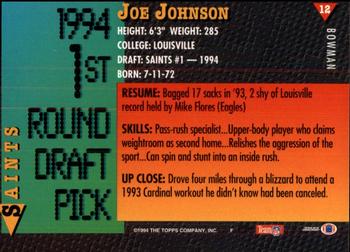 1994 Bowman #12 Joe Johnson Back