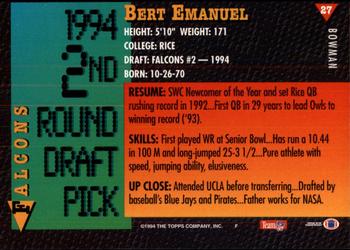 1994 Bowman #27 Bert Emanuel Back