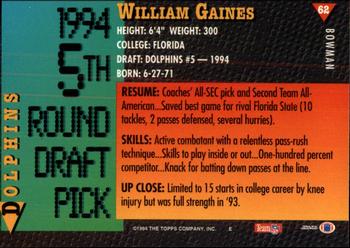 1994 Bowman #62 William Gaines Back