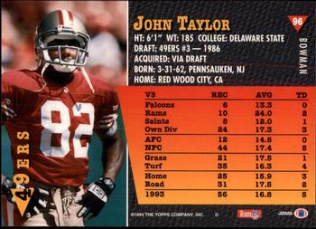 1994 Bowman #96 John Taylor Back