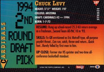 1994 Bowman #127 Chuck Levy Back