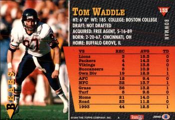 1994 Bowman #133 Tom Waddle Back