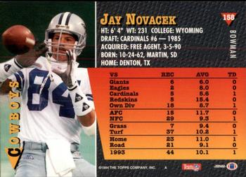 1994 Bowman #158 Jay Novacek Back