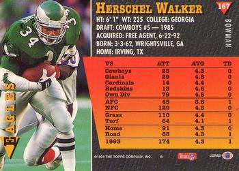 1994 Bowman #167 Herschel Walker Back