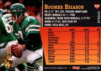 1994 Bowman #210 Boomer Esiason Back