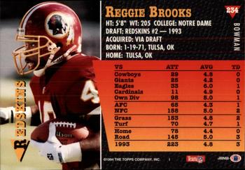 1994 Bowman #234 Reggie Brooks Back