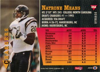 1994 Bowman #242 Natrone Means Back