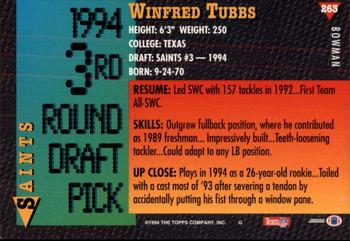 1994 Bowman #263 Winfred Tubbs Back
