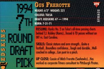 1994 Bowman #276 Gus Frerotte Back