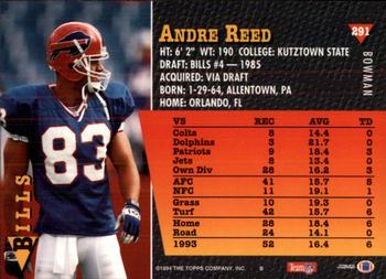1994 Bowman #291 Andre Reed Back