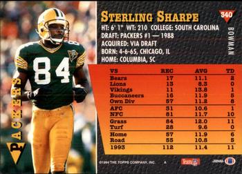 1994 Bowman #340 Sterling Sharpe Back