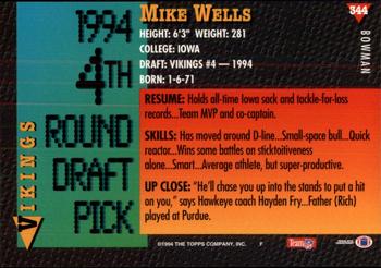 1994 Bowman #344 Mike Wells Back