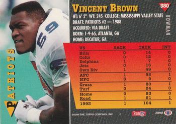 1994 Bowman #380 Vincent Brown Back