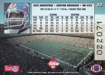 1994 Collector's Edge #50 Rod Bernstine Back