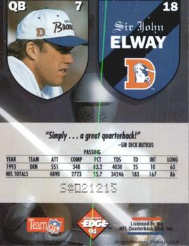 1994 Collector's Edge Excalibur #18 John Elway Back
