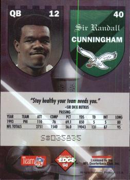 1994 Collector's Edge Excalibur #40 Randall Cunningham Back