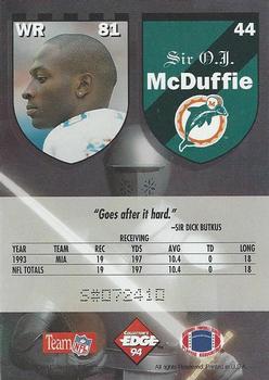1994 Collector's Edge Excalibur #44 O.J. McDuffie Back