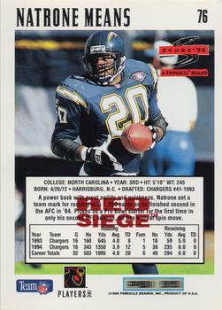 1995 Score - Red Siege #76 Natrone Means Back