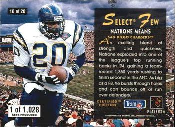 1995 Select Certified - Select Few 1028 #10 Natrone Means Back