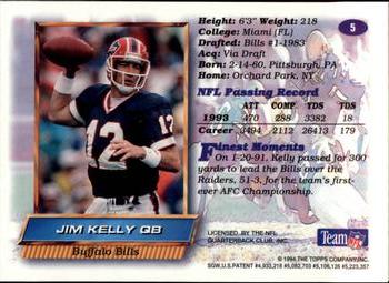 1994 Finest #5 Jim Kelly Back