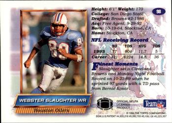 1994 Finest #98 Webster Slaughter Back