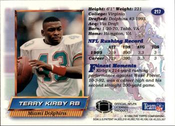1994 Finest #217 Terry Kirby Back