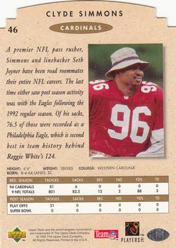 1995 SP Championship - Die Cuts #46 Clyde Simmons Back
