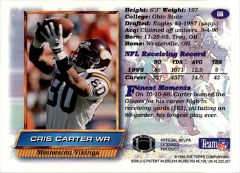 1994 Finest - Refractors #66 Cris Carter Back