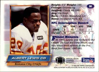 1994 Finest - Refractors #84 Albert Lewis Back