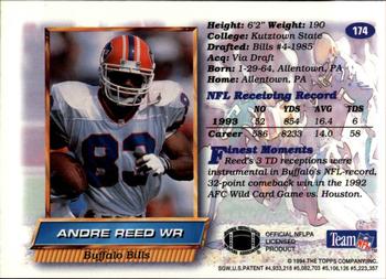 1994 Finest - Refractors #174 Andre Reed Back