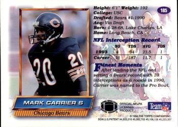 1994 Finest - Refractors #185 Mark Carrier Back