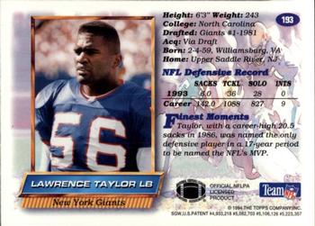 1994 Finest - Refractors #193 Lawrence Taylor Back