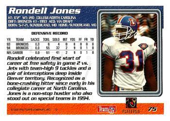 1995 Topps - Jacksonville Jaguars #75 Rondell Jones Back